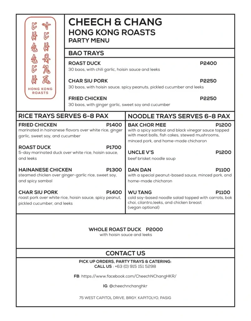 Cheech Chang Menu