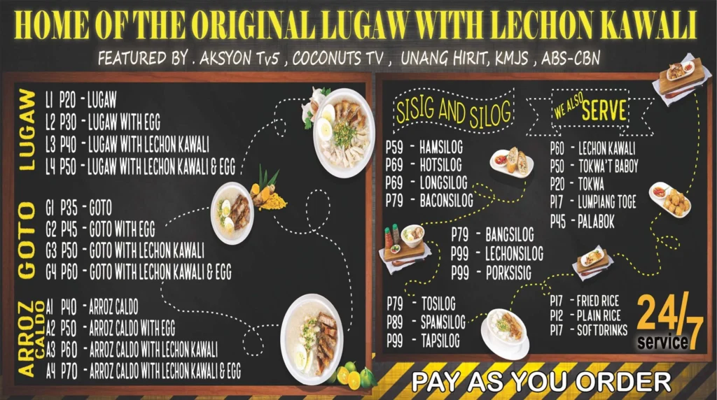 Lugawan Sa Tejeros Menu Philippines