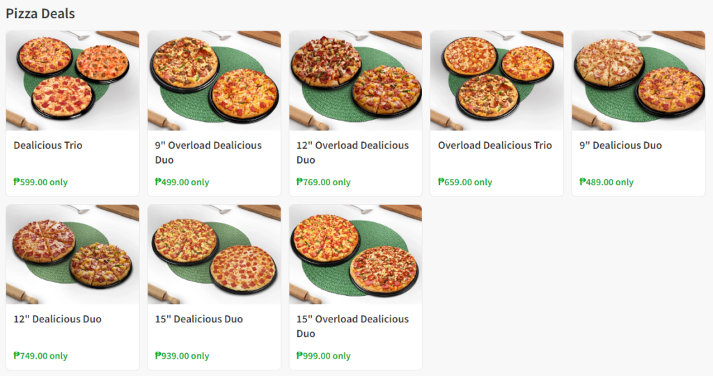 GREENWICH PHILIPPINES MENU PIZZA DEALS