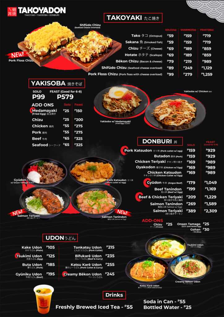 Takoyadon Philippines Menu