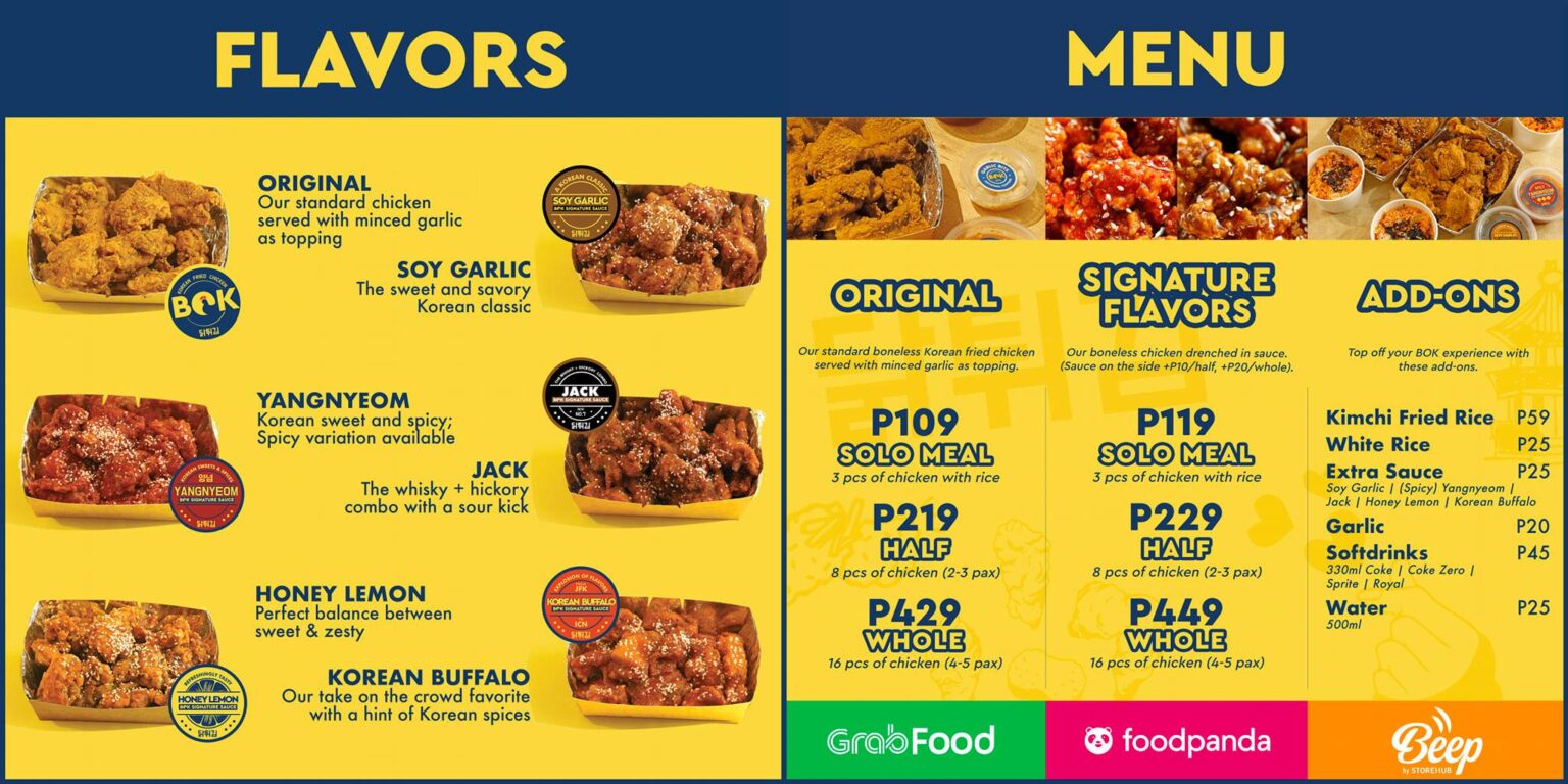 BOK MENU PHILIPPINES & UPDATED PRICES 2025