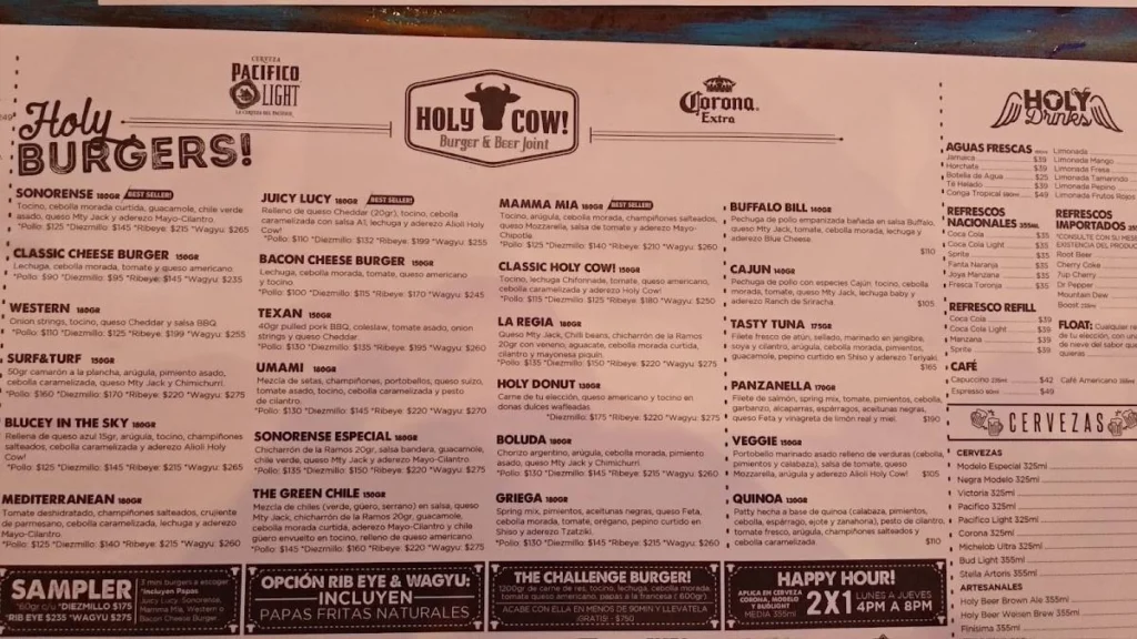 HOLY COW MENU PHILIPPINES