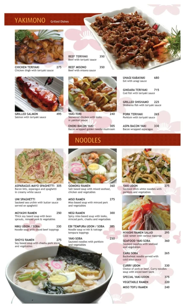 Kimono Ken Philippines Menu