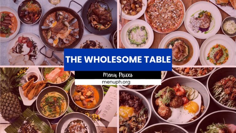 THE WHOLESOME TABLE MENU PHILIPPINES 2024