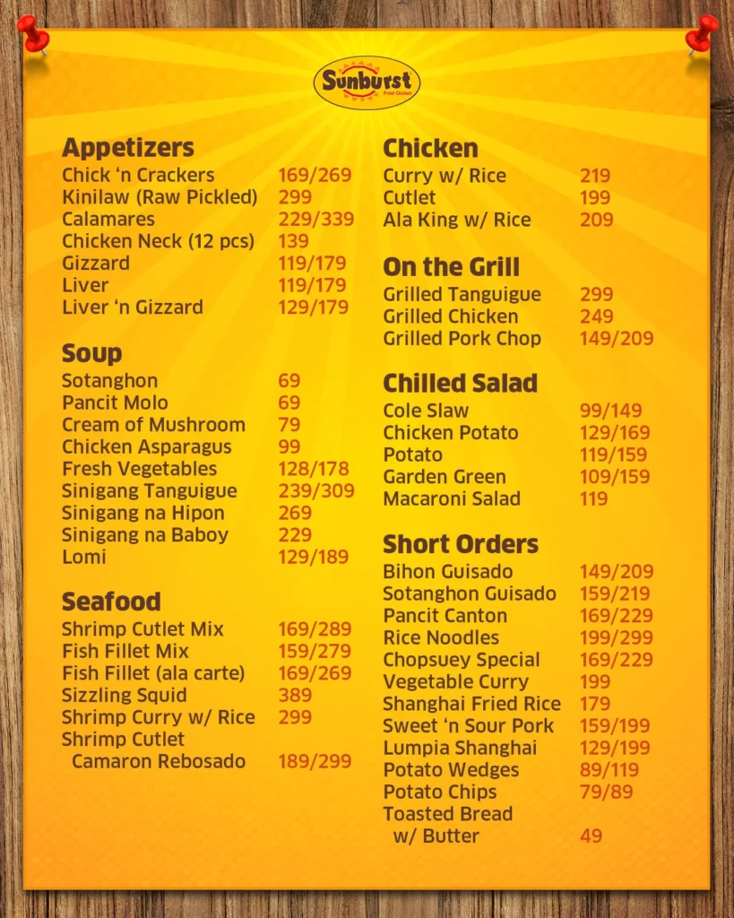 SUNBURST MENU PHILIPPINES