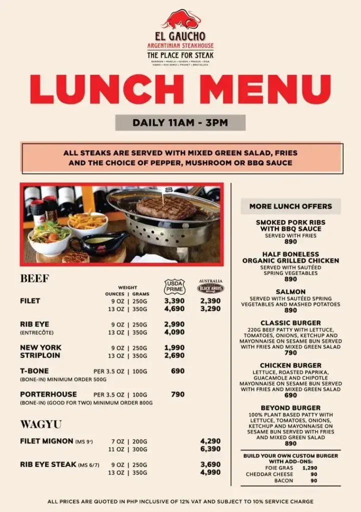 El Gaucho Starters Menu