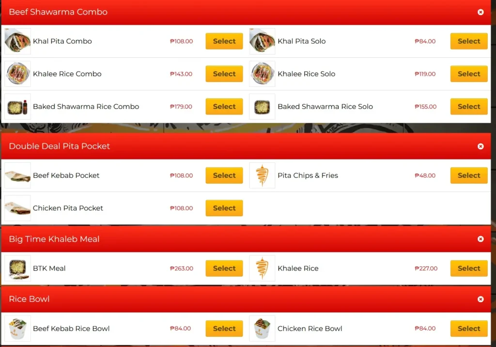 Khaleb Shawarma Philippines Menu
