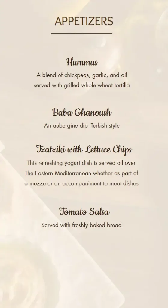 Marcia Adams Appetizers Menu