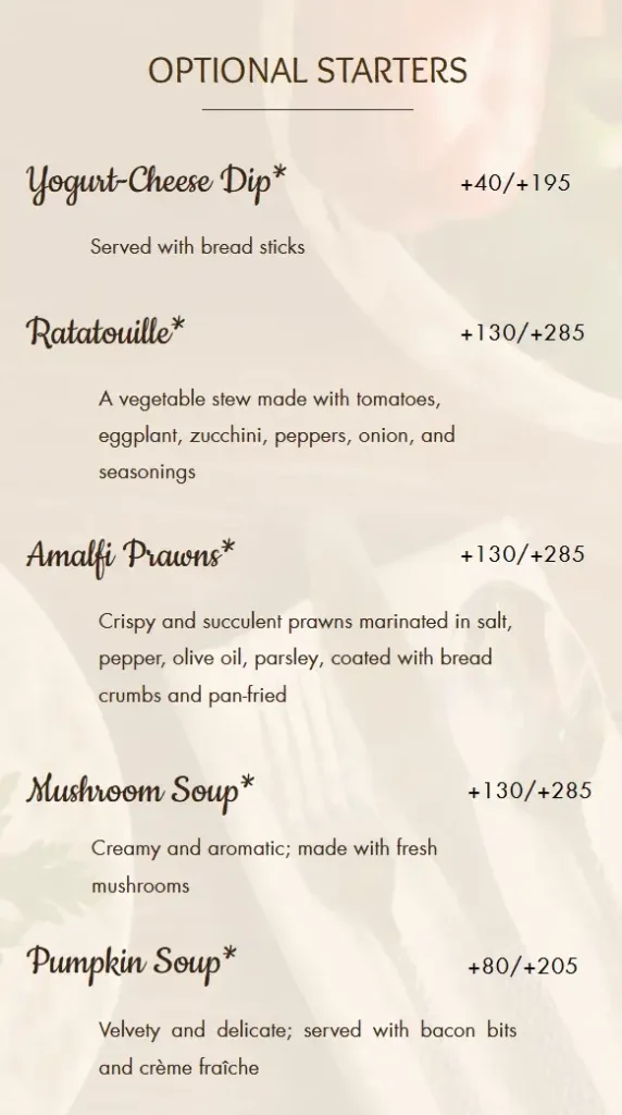 Marcia Adams Optional Starters Menu